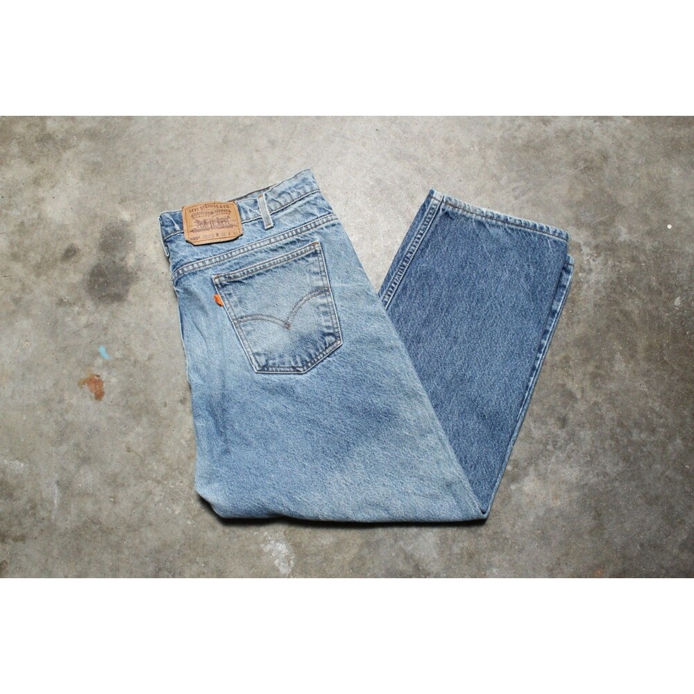 Vintage 1996 Levi's 505 Orange Tab Sun-Faded Distressed Jeans - 40" x 25"